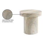 Legatto Travertine Finish Concrete Indoor / Outdoor End Table in Natural