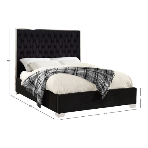 Lexi Velvet Upholstered King Bed in Black