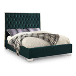 Lexi Velvet Upholstered King Bed in Green