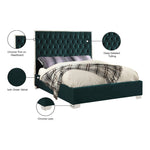 Lexi Velvet Upholstered King Bed in Green