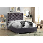 Lexi Velvet Upholstered King Bed in Grey