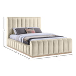 Amara Velvet Upholstered Queen Bed in Cream