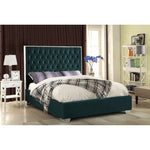Lexi Velvet Upholstered Queen Bed in Green