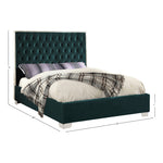 Lexi Velvet Upholstered Queen Bed in Green