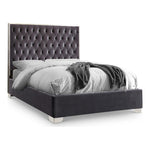 Lexi Velvet Upholstered Queen Bed in Grey