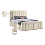 Amara Velvet Upholstered Queen Bed in Cream