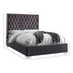Lexi Velvet Upholstered Queen Bed in Grey