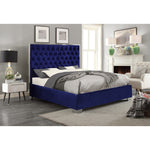 Lexi Velvet Upholstered Queen Bed in Navy
