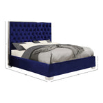 Lexi Velvet Upholstered Queen Bed in Navy
