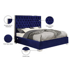 Lexi Velvet Upholstered Queen Bed in Navy