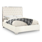 Lexi Velvet Upholstered Queen Bed in White