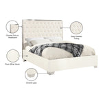 Lexi Velvet Upholstered Queen Bed in White