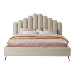Lily Velvet Upholstered King Bed in Cream