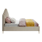 Lily Velvet Upholstered King Bed in Cream