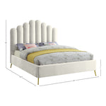 Lily Velvet Upholstered King Bed in Cream