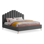Lily Velvet Upholstered King Bed in Grey