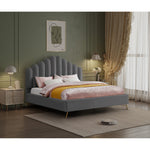 Lily Velvet Upholstered King Bed in Grey