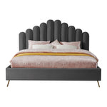 Lily Velvet Upholstered King Bed in Grey