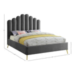 Lily Velvet Upholstered King Bed in Grey
