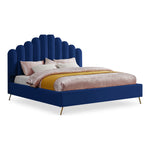 Lily Velvet Upholstered King Bed in Navy