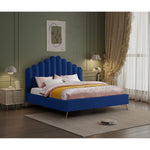 Lily Velvet Upholstered King Bed in Navy