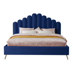 Lily Velvet Upholstered King Bed in Navy