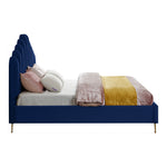 Lily Velvet Upholstered King Bed in Navy