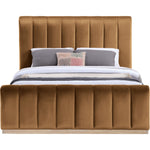 Amara Velvet Upholstered Queen Bed in Saddle