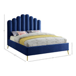 Lily Velvet Upholstered King Bed in Navy