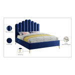 Lily Velvet Upholstered King Bed in Navy