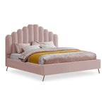 Lily Velvet Upholstered King Bed in Pink