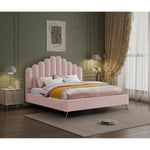 Lily Velvet Upholstered King Bed in Pink