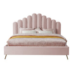 Lily Velvet Upholstered King Bed in Pink