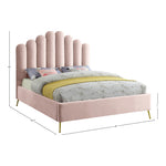 Lily Velvet Upholstered King Bed in Pink