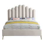 Lily Velvet Upholstered Queen Bed in Cream