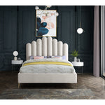Lily Velvet Upholstered Queen Bed in Cream