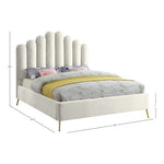 Lily Velvet Upholstered Queen Bed in Cream