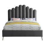 Lily Velvet Upholstered Queen Bed in Grey