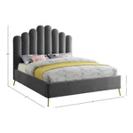 Lily Velvet Upholstered Queen Bed in Grey