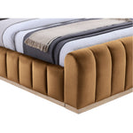 Amara Velvet Upholstered Queen Bed in Saddle