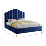 Lily Velvet Upholstered Queen Bed in Navy