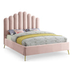 Lily Velvet Upholstered Queen Bed in Pink