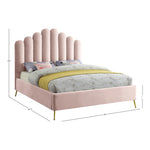 Lily Velvet Upholstered Queen Bed in Pink