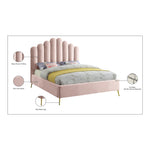 Lily Velvet Upholstered Queen Bed in Pink