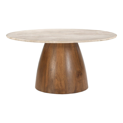 Liona Marble And Mango Wood Coffee Table in Beige