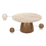 Liona Marble And Mango Wood Coffee Table in Beige