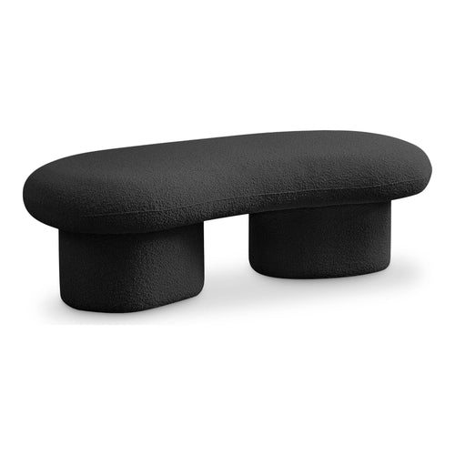 Luka Boucle Fabric Upholstered Bench in Black