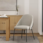 Gracie Vegan Leather Metal Dining Chair in Stone Gray and Black