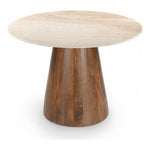 Liona 42" Marble And Mango Wood Dining Table in Beige
