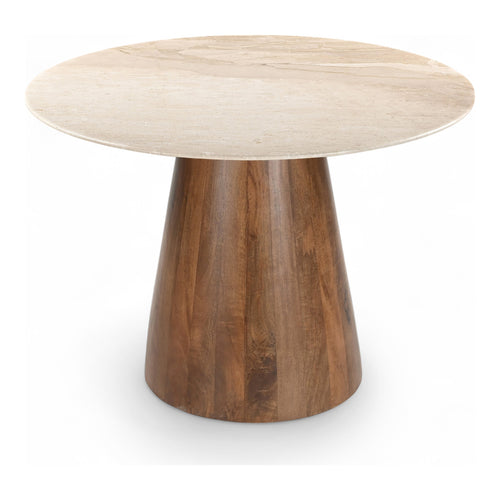 Liona 42" Marble And Mango Wood Dining Table in Beige